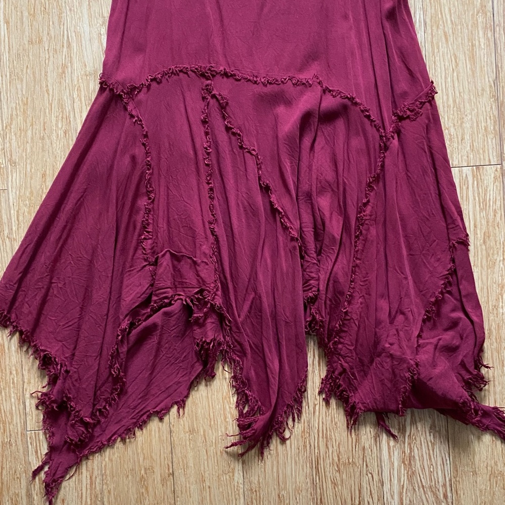 Free People Wine Asymmetrical Hem Double Strap Dress - Picture 5 of 7